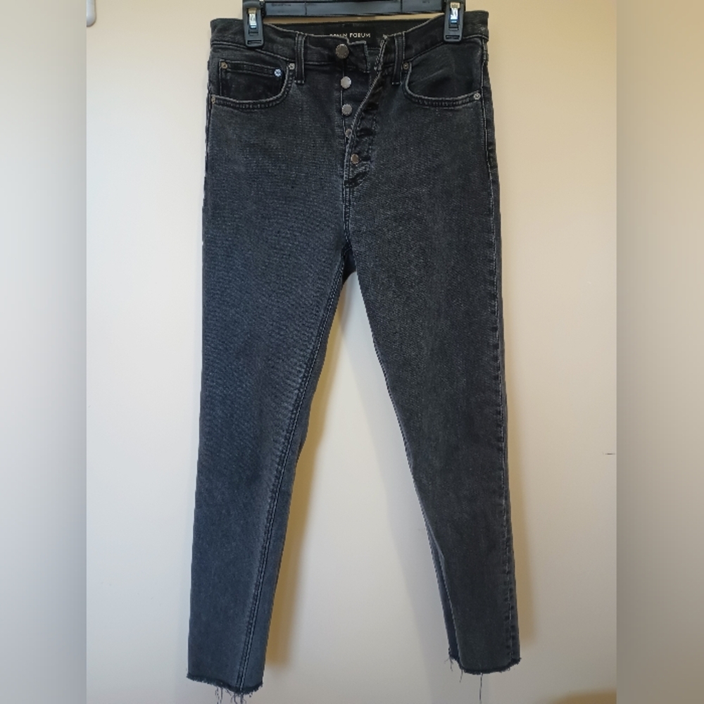 Womens Denim Forum Yoko Hi-Rise Slim Cutoffs Black Size 28